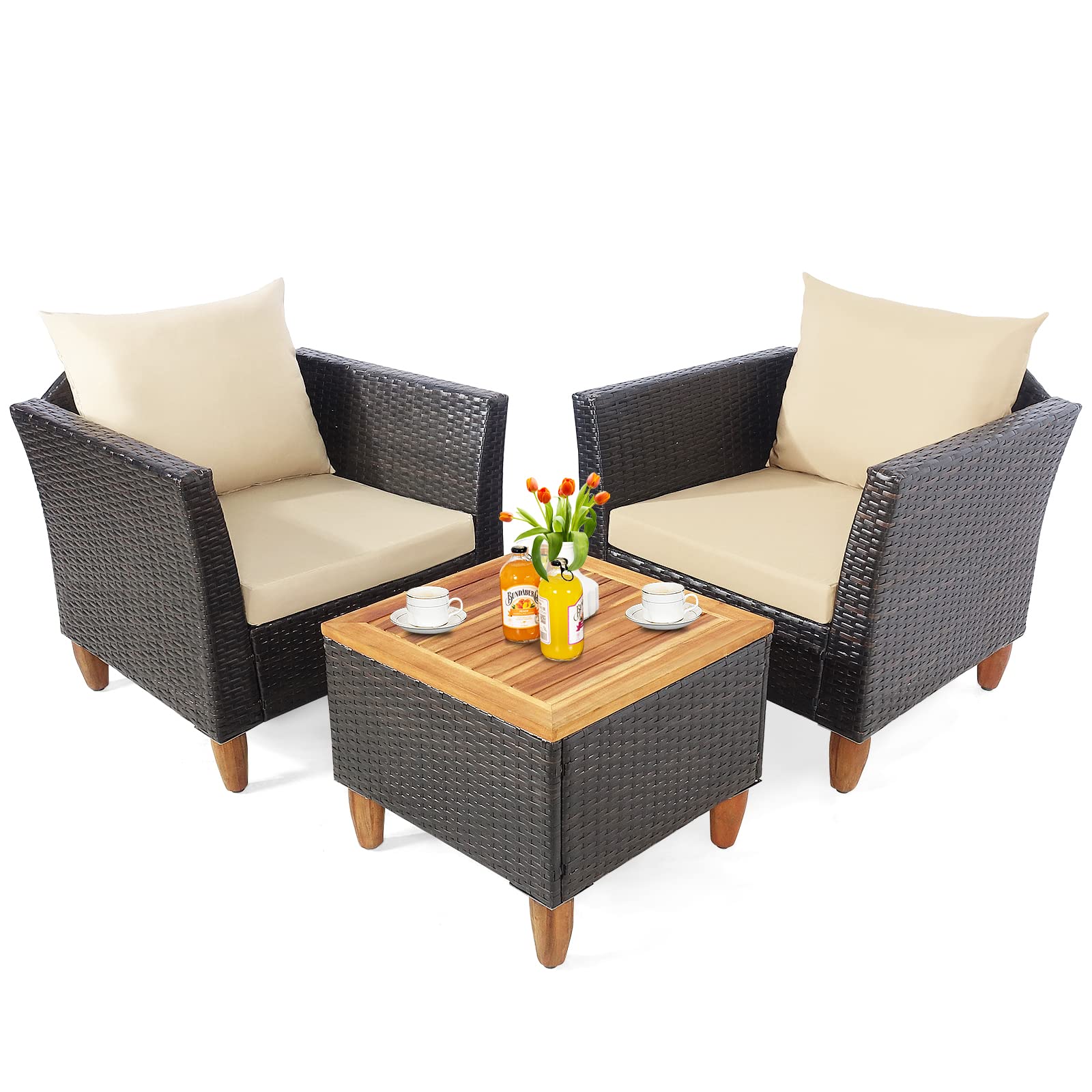 Ensemble de mobilier de patio 3 pièces Tangkula